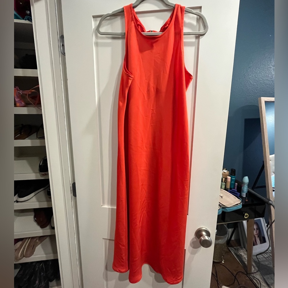 Orange silk midi length